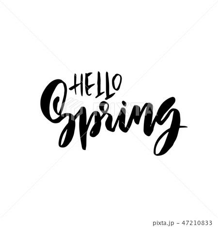 Hello Spring. Handdrawn modern brushpen lettering. Vector illustration. 47210833
