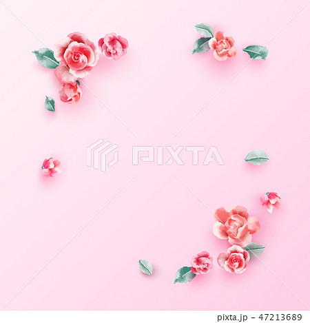 Wedding flowers frame on pastel pink background 47213689