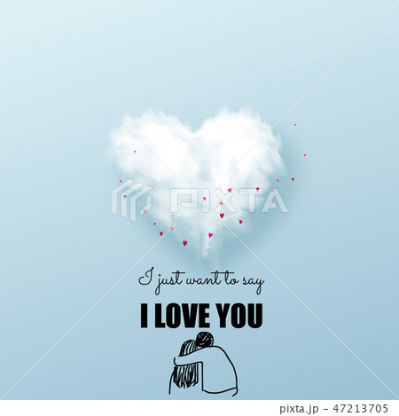 Couple  with 3d heart cloud.  Love concept,  47213705