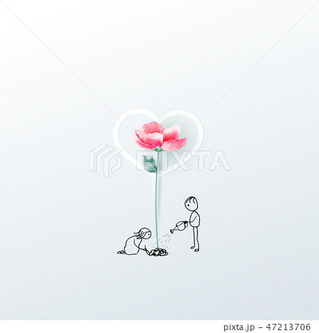 Couple  with 3d flower.  Love concept, Valentine 47213706