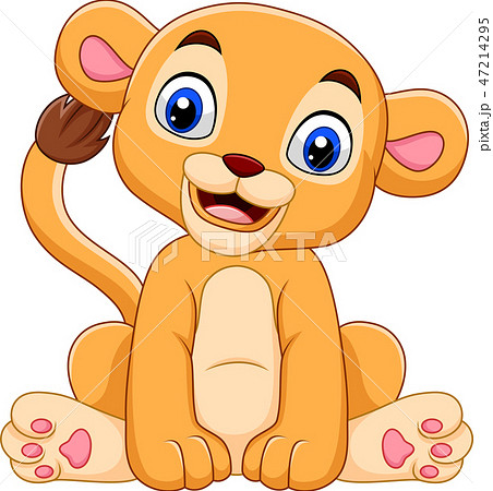 Cartoon baby lioness isolated on white background Cartoon baby lioness isolated on white background 47214295