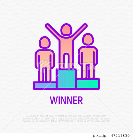 Winner with raised hands among rivals 47215350