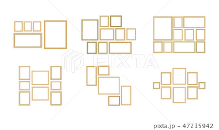Set of decorative frame picture with gold border Set of decorative frame picture with gold border 47215942