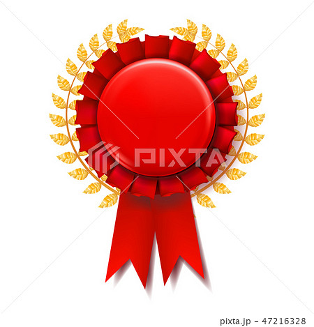 Red Award Ribbon Vector. Success Emblem. Promotion Brochure. Pesentation Win. 3D Realistic Red Award Ribbon Vector. Success Emblem. Promotion Brochure. Pesentation Win. 3D Realistic 47216328