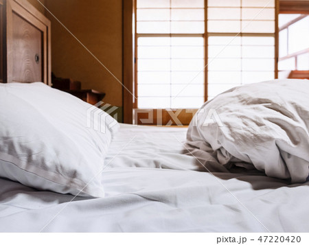 Bed pillows Futon Bedroom interior Japanese style Bed pillows Futon Bedroom interior Japanese style 47220420