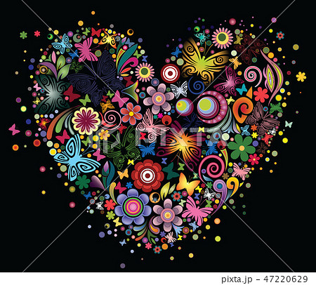 Heart of flowers and butterflies Heart of flowers and butterflies 47220629