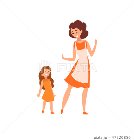 Smiling mother and her little daughter, mother having a good time with her kid, happy family 47220856