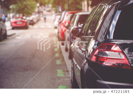 traffic jam in a city street road row traffic jam in a city street road row 47221165