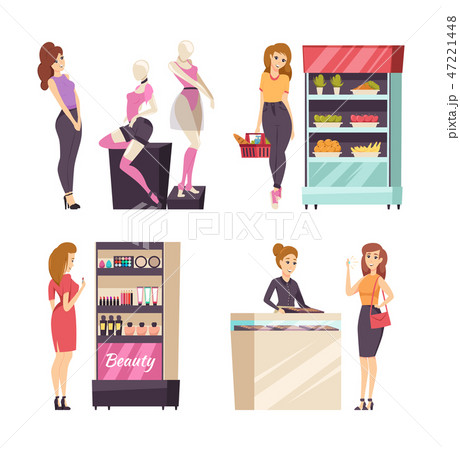 Beauty Cosmetics Products on Shelves Set Vector 47221448