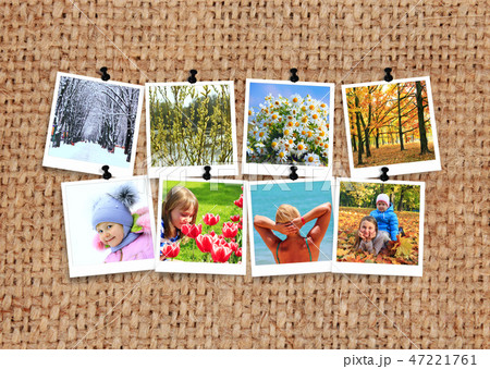 Photograph of seasons with people on fabric Photograph of seasons with people on fabric 47221761