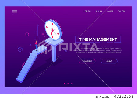 Time management - modern isometric vector web banner 47222252