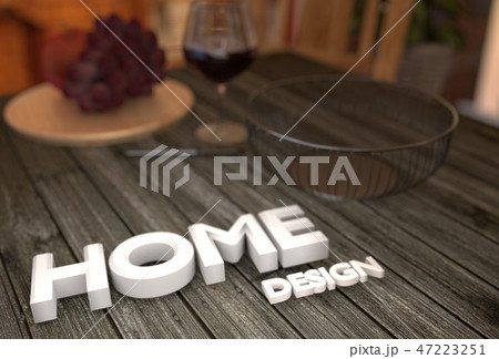 Home Design Text - on table. 3D rendering Home Design Text - on table. 3D rendering 47223251