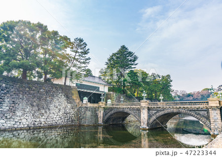 東京の都市風景 皇居 二重橋と皇居正門 47223344