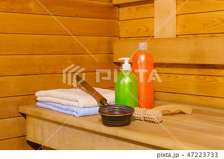 Interior of a modern Russian banya 47223733