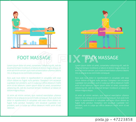 Back and Foot Massage Session Cartoon Vector Set 47223858