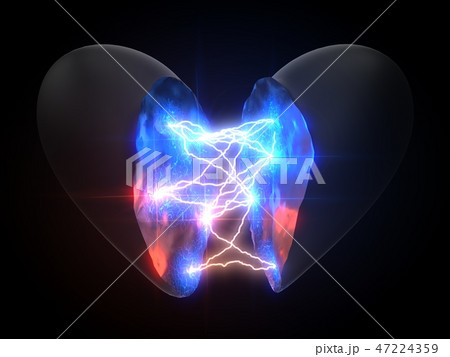 power of love. concept with lightning on heart. 3d illustration 47224359