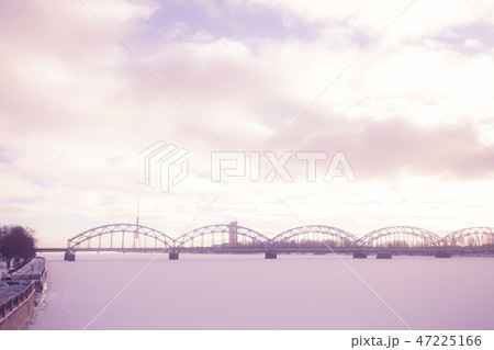 Riga bridge in sunny day. 47225166
