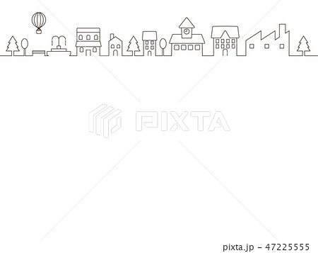シンプルな街並みフレームライン素材のイラスト素材