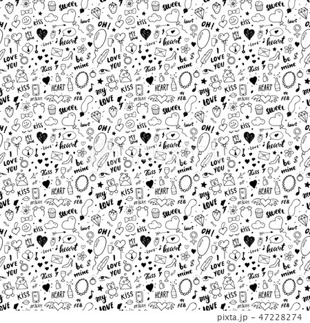 Love and Valentine Day seamless pattern vector  47228274