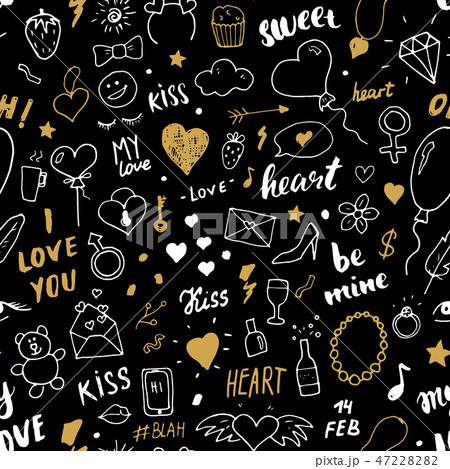 Love and Valentine Day seamless pattern vector  47228282