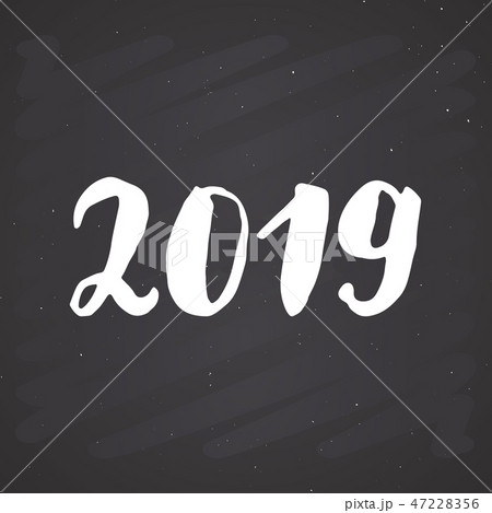 New Year greeting card, Hand Drawn 2019. Vector New Year greeting card, Hand Drawn 2019. Vector 47228356