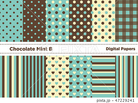チョコミントカラーの壁紙セットb グリーン系 のイラスト素材 47229241 Pixta