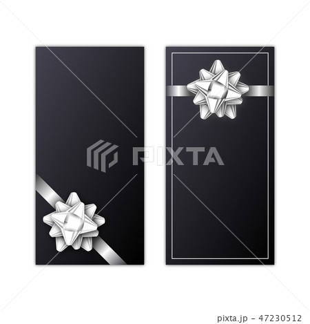 Set of greeting card with silver ribbon and bowのイラスト素材 [47230512] - PIXTA