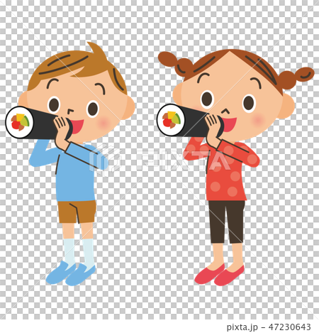 恵方巻きを食べる子供 47230643