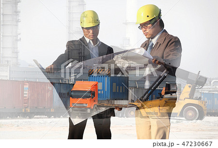 working man and oil plant 47230667