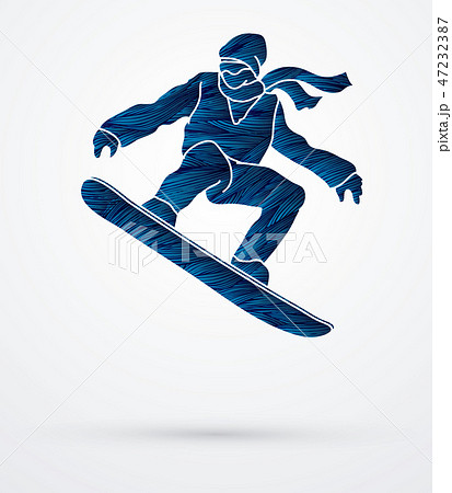 Snowboarder Jumping Graphic Vectorのイラスト素材