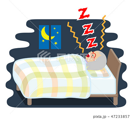 いびきをかいて眠るシニア女性 - 睡眠トラブル いびきをかいて眠るシニア女性 - 睡眠トラブル 47233857