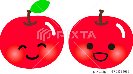 りんごキャラクター２個 笑顔のイラスト素材 47235965 Pixta