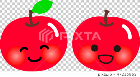 りんごキャラクター２個 笑顔のイラスト素材