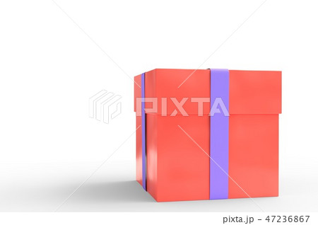 gift box red color with blue ribbon isolated 3d illustration 47236867