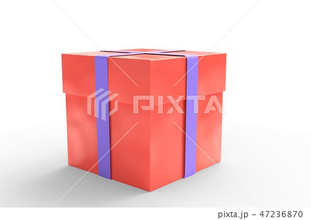 gift box red color with blue ribbon isolated 3d illustration 47236870