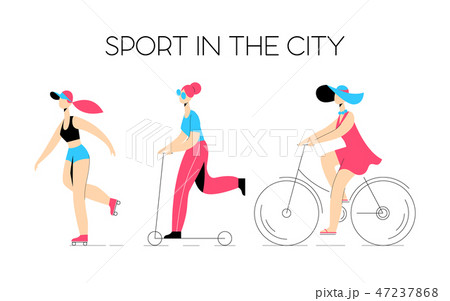 Set of characters girls leading a sports lifestyle 47237868