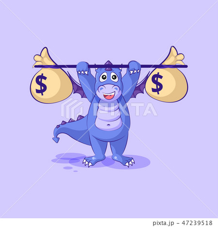 dragon sticker emoticon raises barbell money 47239518