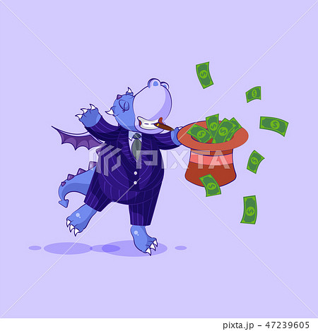 dragon in business suit jumping with hat of money dragon in business suit jumping with hat of money 47239605