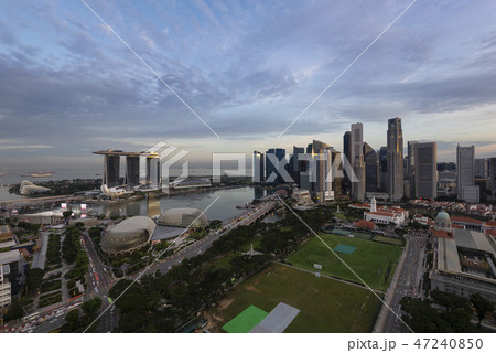 Singapore Marina Bay Aerial View during Sunset 47240850