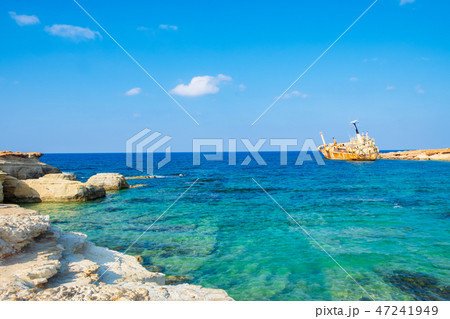 Rusty ship wreck EDRO III in Paphos, Cyprus Rusty ship wreck EDRO III in Paphos, Cyprus 47241949