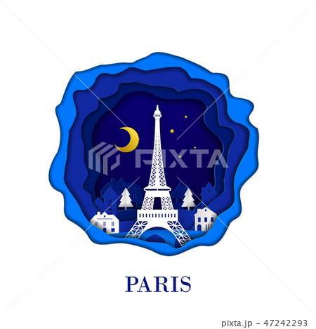 PARIS city of France in digital craft paper art PARIS city of France in digital craft paper art 47242293