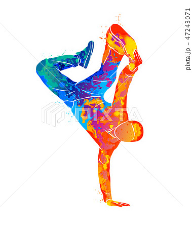 Abstract Young Man Break Dancing From Splash Of のイラスト素材