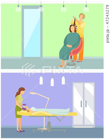 Cosmetician and Hair Styling Hairdresser Vector 47243279