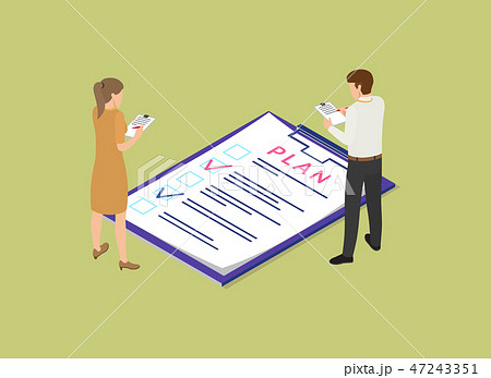 Plan Composition by Man and Woman Working Togetherのイラスト素材 [47243351 ...