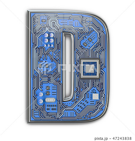 Letter D.  Alphabet in circuit board style.  47243838
