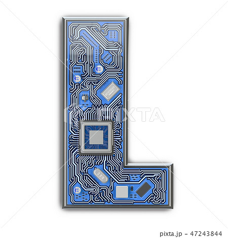 Letter L.  Alphabet in circuit board style.  47243844