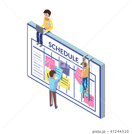 Schedule Board and People Working on Its Updating 47244310