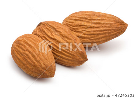Almonds on white background 47245303