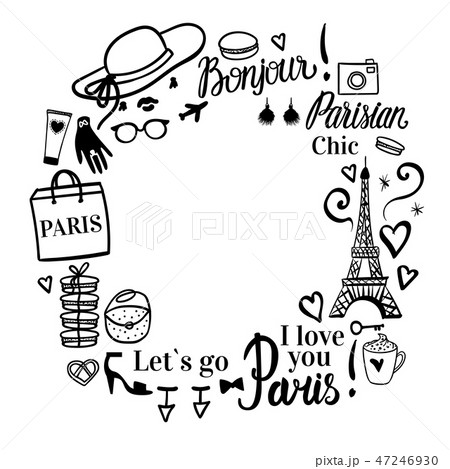 Vector Paris shopping sketch fashion frame Vector Paris shopping sketch fashion frame 47246930