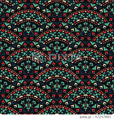 Tribal art seamless pattern. Ethnic geometric print. Mosaic colorful repeating texture. Tribal art seamless pattern. Ethnic geometric print. Mosaic colorful repeating texture. 47247665